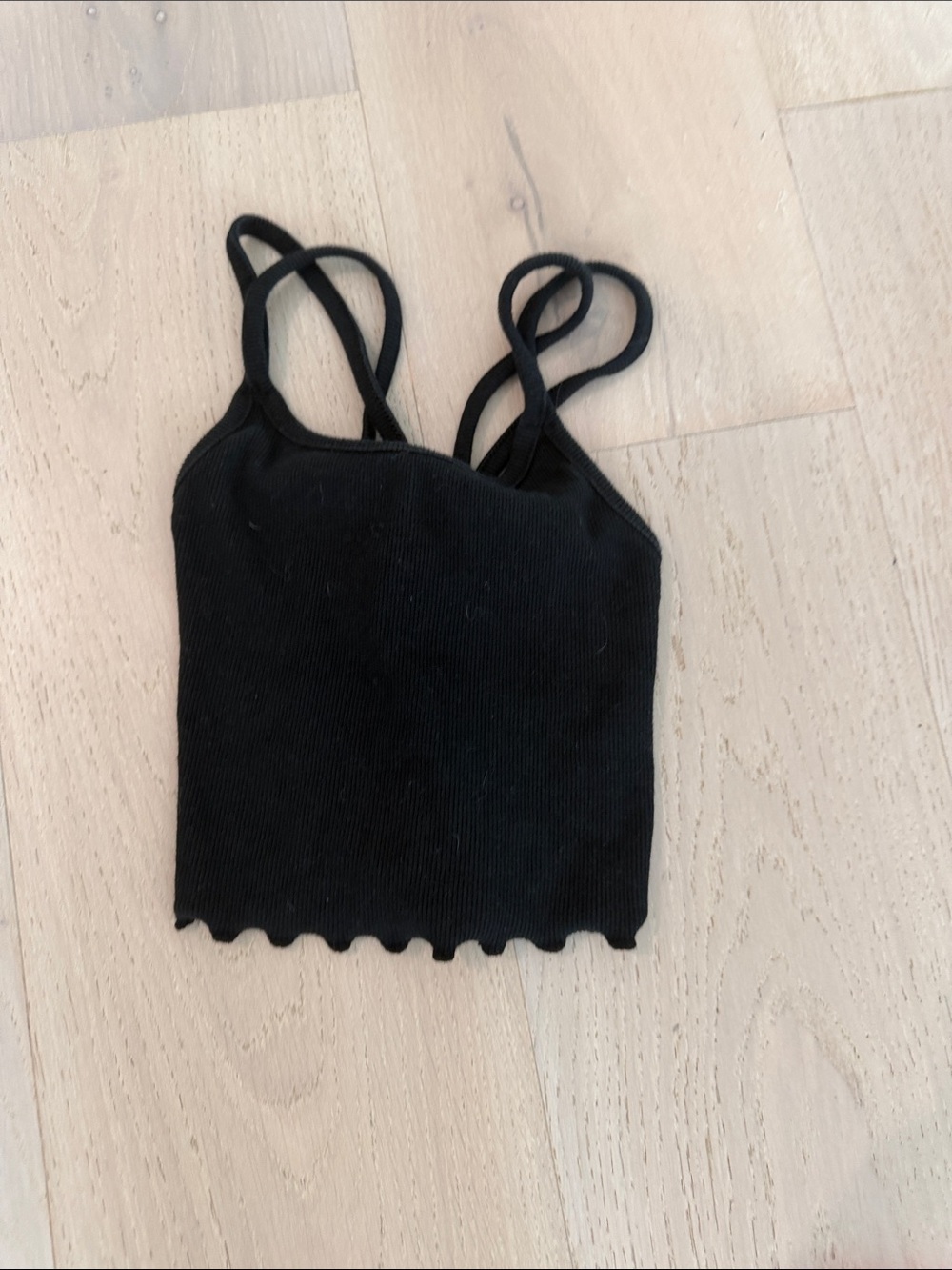 art class Black Ribbed Double-Strap Crop Tank